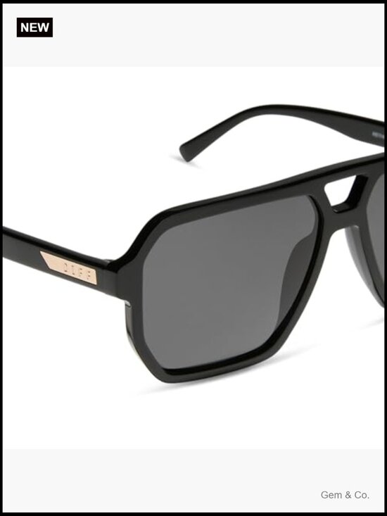 Oversized Polarized Sunglasses Black Frame Grey Lens